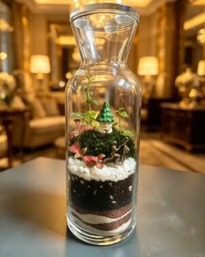 Romantic Cabin Bottle Terrarium- Nature Petals